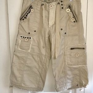 GUESS Girl’s Khaki Cargo Pants with Buttons and Zippers Low Rise